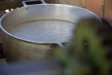boiling water in pan