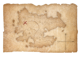 treasure pirates map isolated with clipping path included