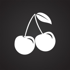 Cherry on black background icon