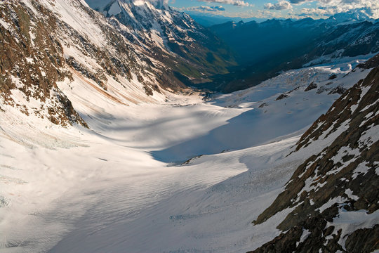 Panoramic view of the L&ouml;tschental from the top of the Langgletscher.