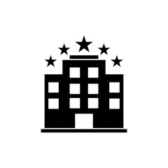 Hotel icon isolated on white background. Simple flat pictogram for business, marketing, internet concept. Trendy modern vector symbol for web site design or mobile app.