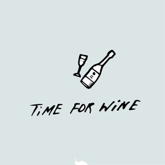 Hand drawn and inscription time for wine