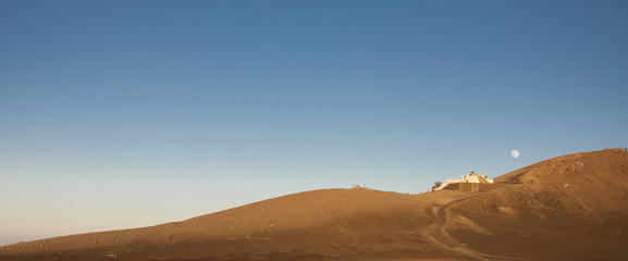 Mount Etna with the observation deck under the full moon