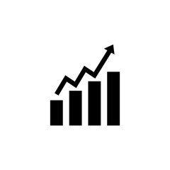 Growing bar graph icon in black on a white background. Vector illustration