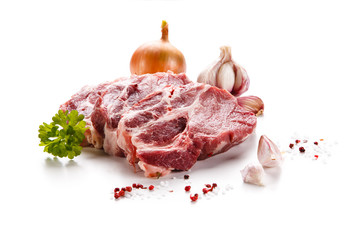 Fresh raw beef isolated on white background