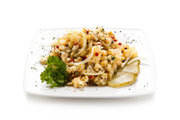 Vegetable salad on white background
