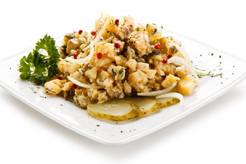 Vegetable salad on white background