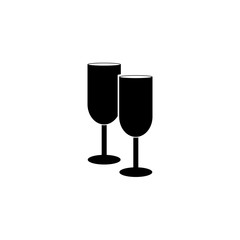 Champagne glasses vector icon, logo