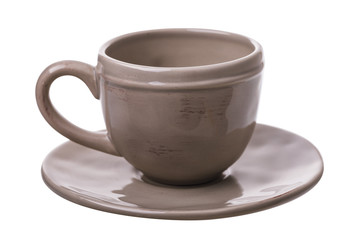 Ceramic cup with saucer isolated on white background