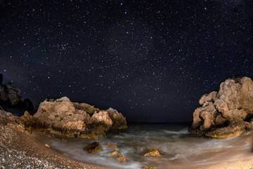 night rocks in the sea