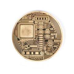 Golden bitcoin isolated