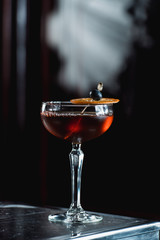 The Boulevardier Cocktail. On a bar desk