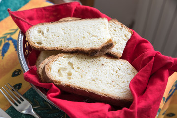 Slices of Apulian bread from Italy