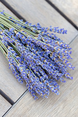 Lavender bouquet on a wooden table