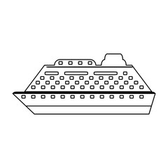 Cruise ship cartoon in black and white