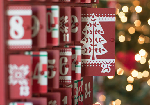 Christmas photograph of the doors of an Advent Calendar open for Christmas