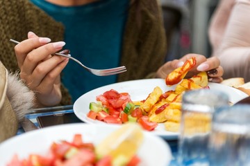 french fries with salad