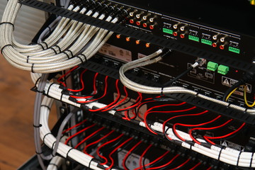 Connecting an audio amplifier using a coaxial cable with an RCA connector.