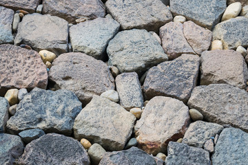 Background with detail of stone wall texture  in traditional Japanese park near Kanazawa castle, Japan.
