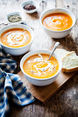Bowls Of Organic Buttenut Squash Soup