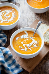 Bowls Of Homemade Pumpkin Soup