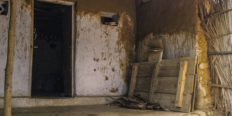 Fototapeta na wymiar A house courtyard in indian interior mud house.
