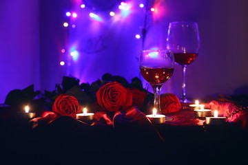 Wine glasses. Valentines day, romantic photo