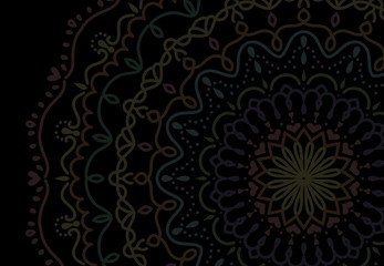Abstract mandala graphic design and watercolor digital art painting for ancient geometric concept background