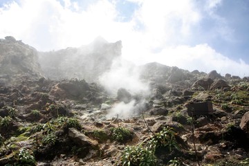 Guadeloupe, les fumerolles du volcan de la Soufrière