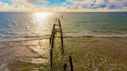 Aerial view, Beautiful Cloudscape over sunset and sea, of Pilai phang nga,Thailand
