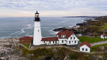 Fototapeta na wymiar Famous Portland Head Light Atlantic Coast Lighthouse
