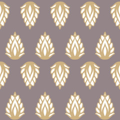 Vector Indian Gold Floral Leaves seamless pattern background. Perfect for fabric, scrapbooking and wallpaper projects.