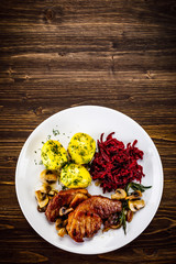Grilled pork chop with vegetables