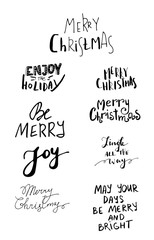 Fototapeta na wymiar Set of Christmas lettering handwritten