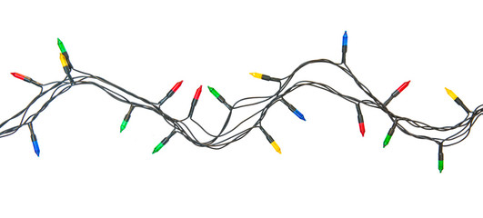 Naklejka premium String of christmas lights isolated on white background With clipping path