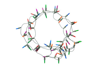 String of christmas lights frame isolated on white background With clipping path