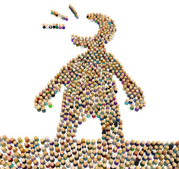 Cartoon Crowd Figure, Loud Voice