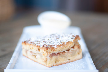 Apple pie with custard sauce