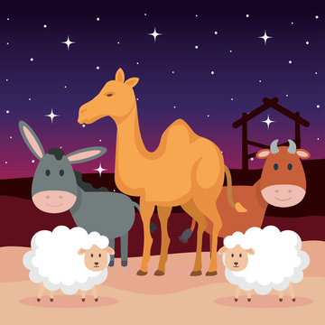 group of animals manger characters
