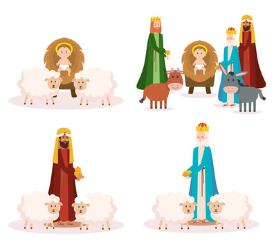 wise kings and baby jesus manger characters
