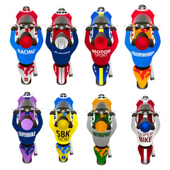 8 color icons of motorcyclists