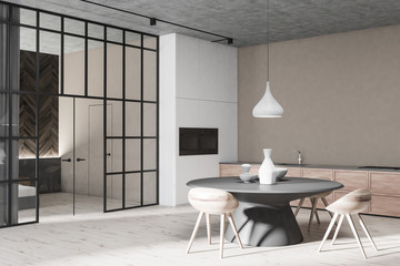 Beige dining room corner