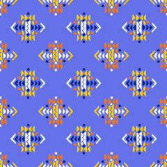 Aztec style seamless geometry pattern with tribal ornament. Ornamental ethnic background collection. Use for fabric prints, surface textures, cloth design, wrapping. EPS 10 vector illustration.