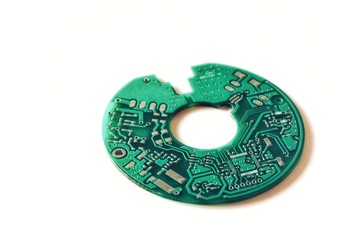 Printed circuit board (PCB) on white background
