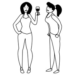 cartoon two women design