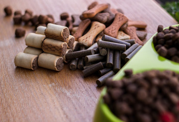 Dog food, multi colored