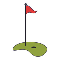 Golf playfield flag and hole