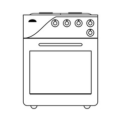 Stove kitchen appliance in black and white