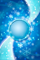 Abstract winter background with snowflakes and space for text in center.