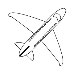 Airplane jet symbol in black and white
